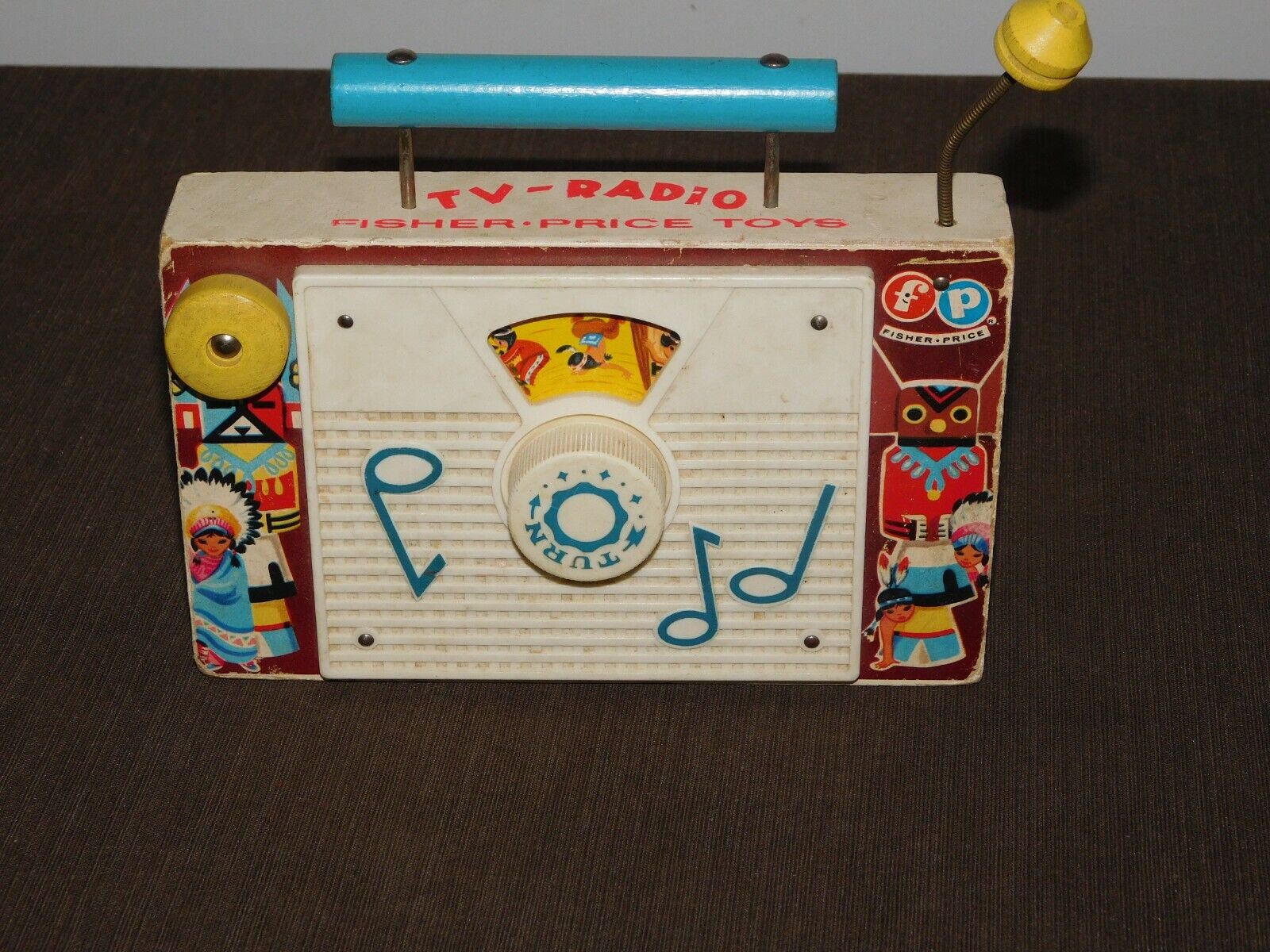 VINTAGE WIND UP MUSIC TOY 1961 FISHER PRICE TV RADIO PLAYS TEN LITTLE INDIANS Fresh Stock Dated November 2024